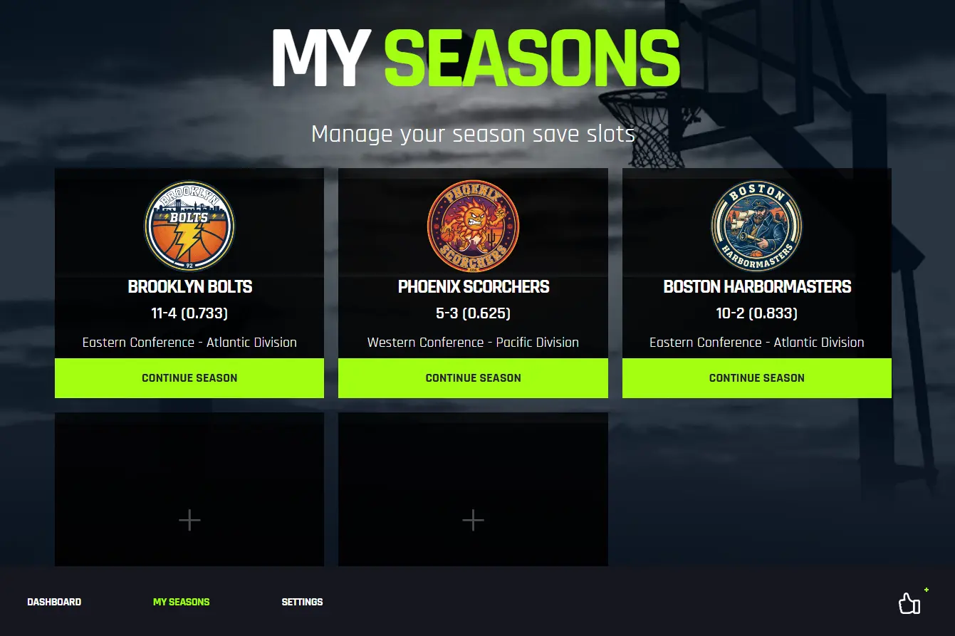 BBA season save slots
